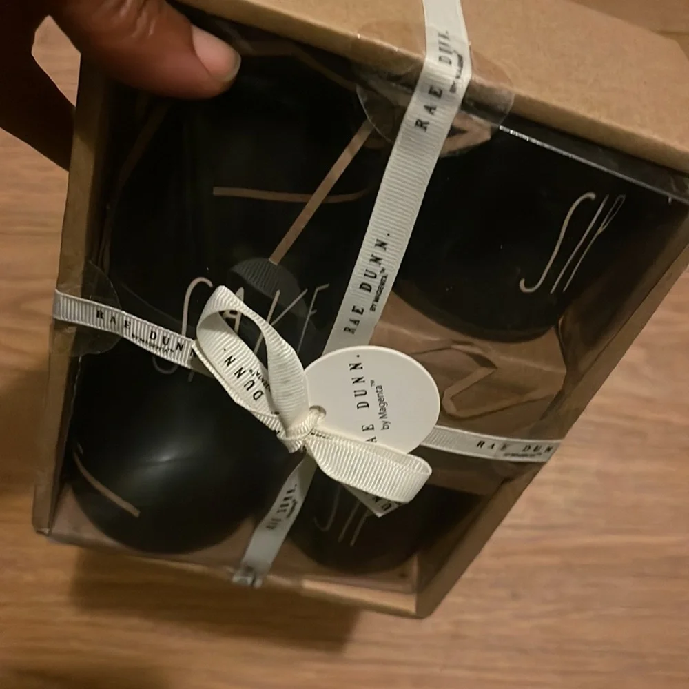 Rae Dunn Black Ceramic Sake Set | Pitcher + 2 Cups | Gift Set